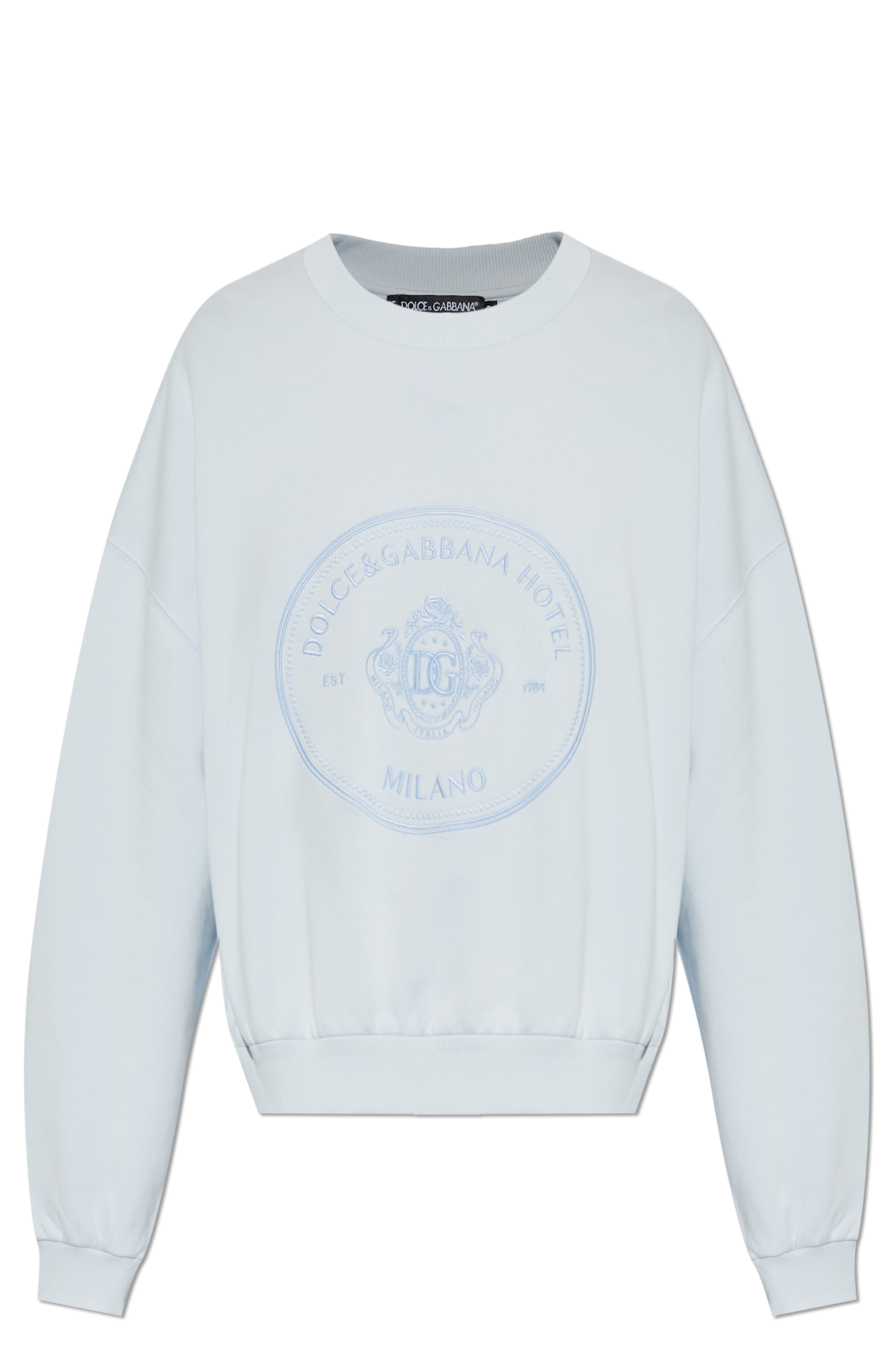 Light blue Sweatshirt with embroidered logo Dolce & Gabbana